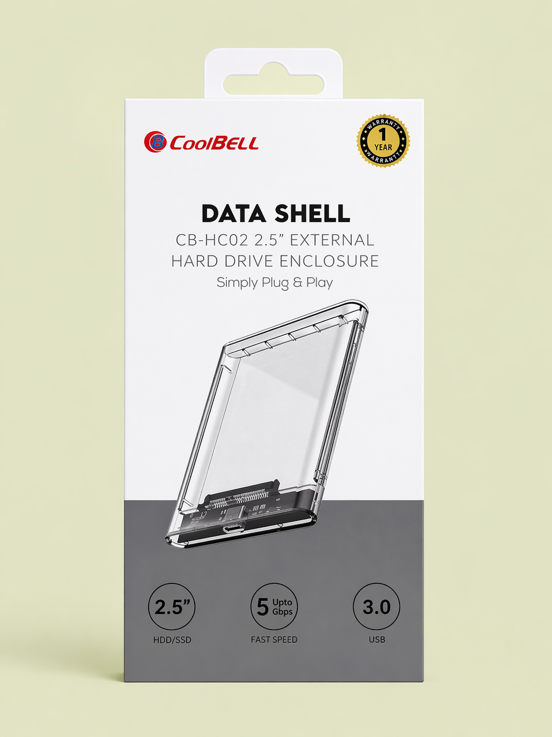 CoolBell HC02 Data Shell – 2.5” Hard Drive Case USB 3.0 – 1 Year Warranty | Certified by Technology Zone