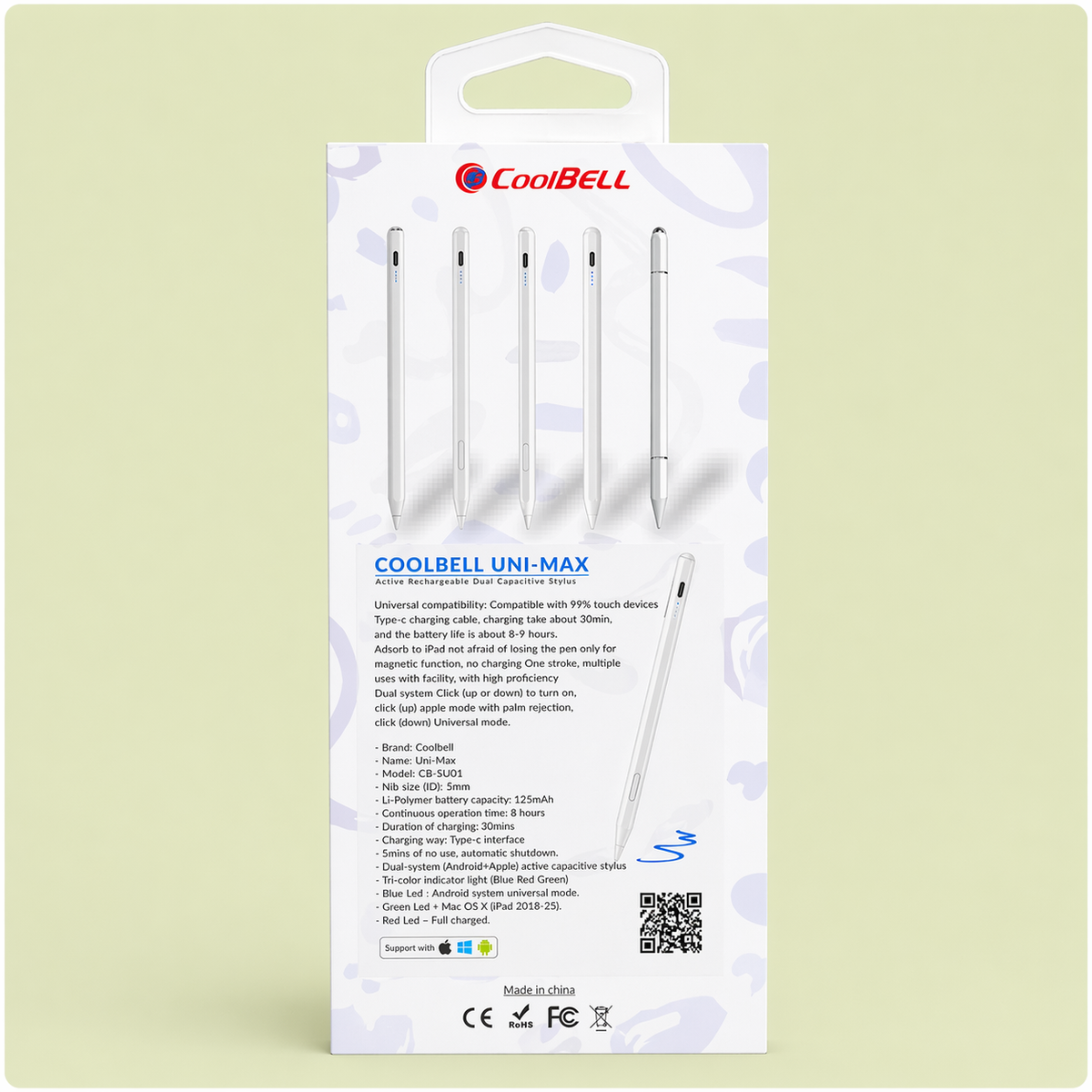 CoolBell UNI-MAX Stylus Pen – Advanced Precision Touch Pen (Android / iPad / Windows) – 1 Year Warranty | Certified by Technology Zone