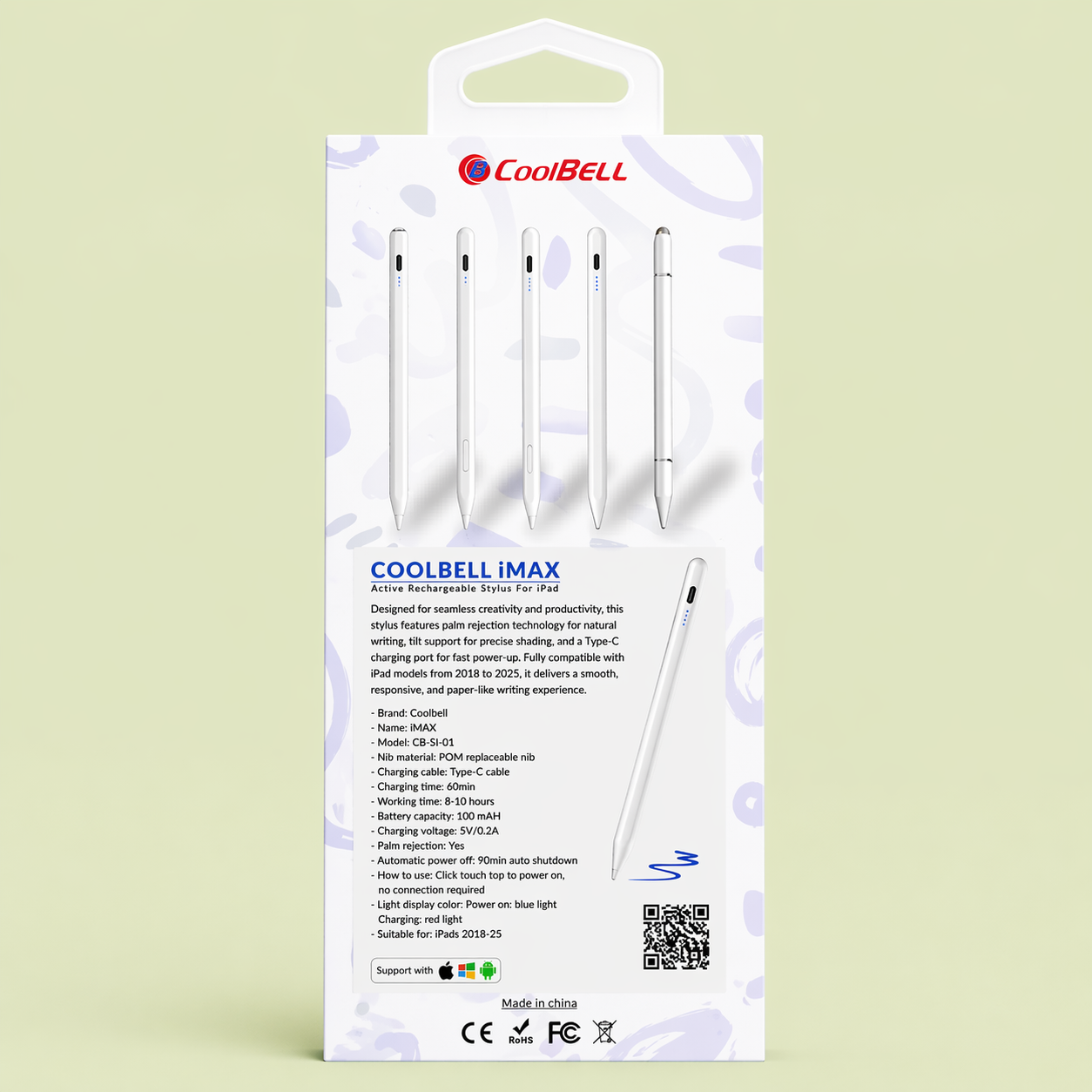 CoolBell I-MAX Stylus Pen – Smart Touch Precision (iPad ) – 1 Year Warranty | Certified by Technology Zone