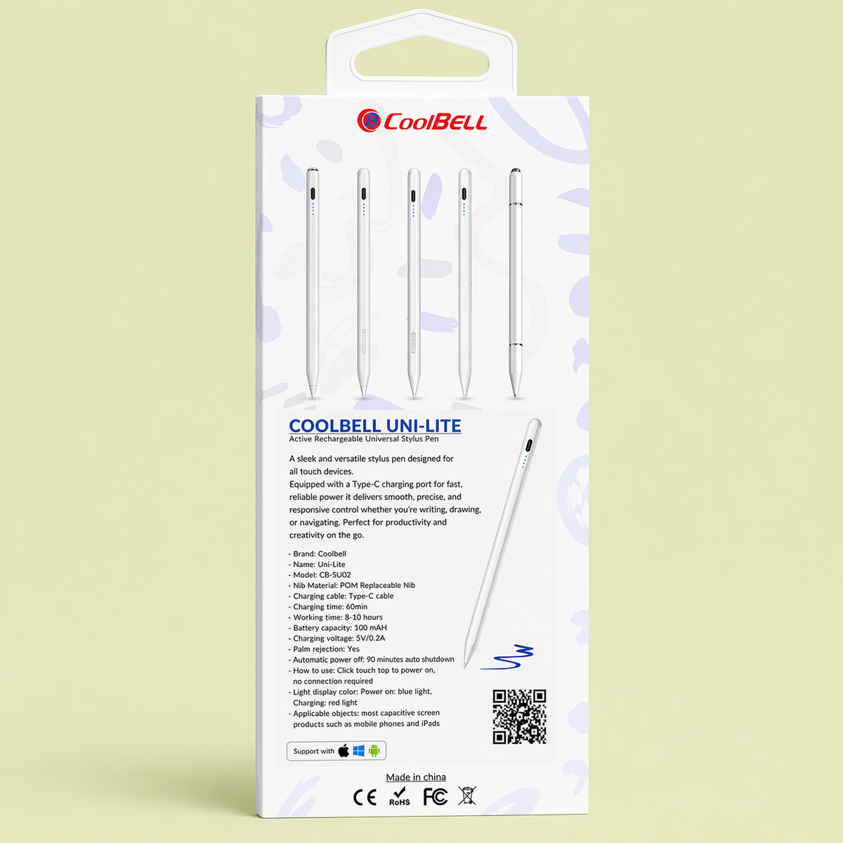 CoolBell UNI-LITE Stylus Pen – Basic Touch Pen (Android / iPad / Windows) – 1 Year Warranty | Certified by Technology Zone