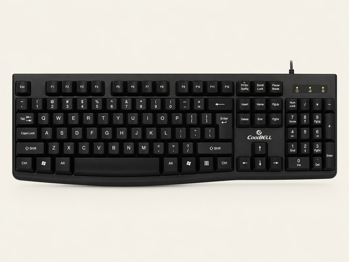 CoolBell Input One KB-102 USB Wired Keyboard – Comfortable Typing – 1 Year Warranty | Certified by Technology Zone