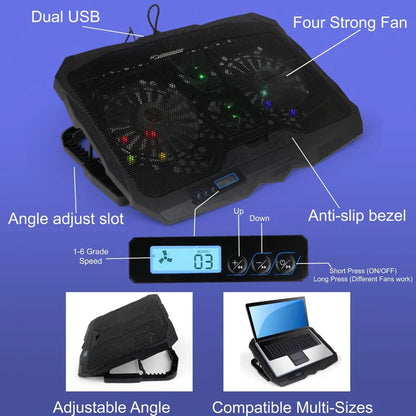 Coolbell CB-18 Cooling Pad with Display for 14-17 Inch Laptops and Gaming Notebooks
