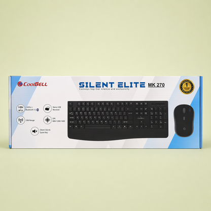 CoolBell Silent Elite MK-270 Wireless Keyboard &amp; Mouse Combo – Quiet Typing – 1 Year Warranty | Certified by Technology Zone
