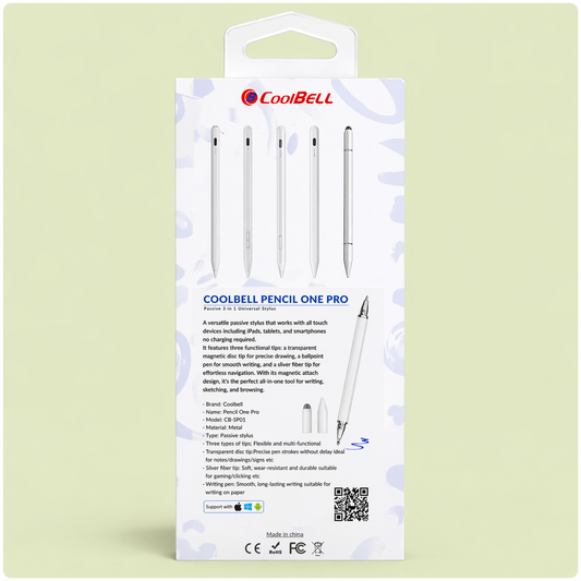 CoolBell Pencil One Pro Stylus Pen – Universal Touch Pen (Android / iPad / Windows) – 1 Year Warranty | Certified by Technology Zone