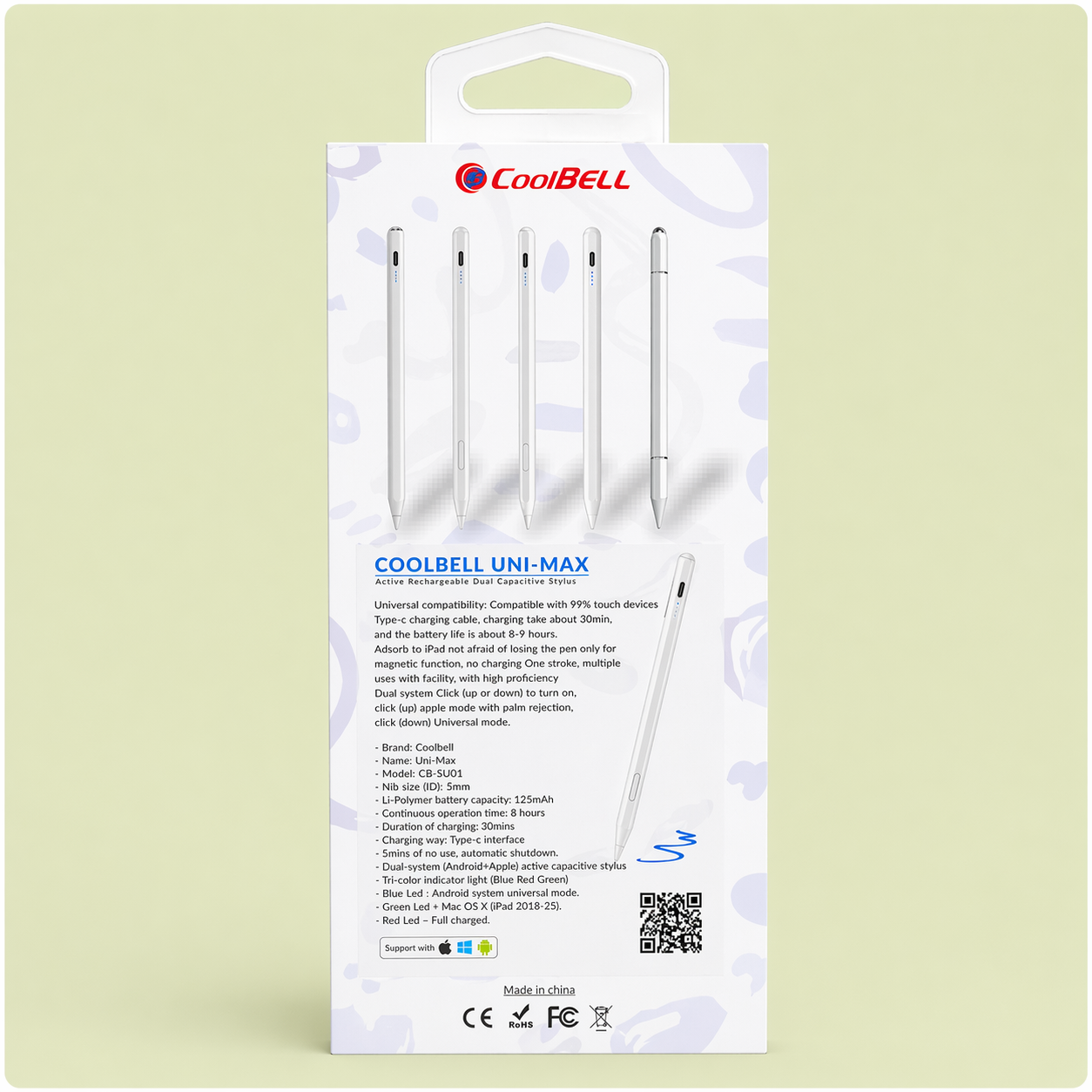 CoolBell UNI-MAX Stylus Pen – Advanced Precision Touch Pen (Android / iPad / Windows) – 1 Year Warranty | Certified by Technology Zone