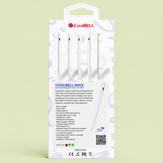 CoolBell I-MAX Stylus Pen – Smart Touch Precision (iPad ) – 1 Year Warranty | Certified by Technology Zone