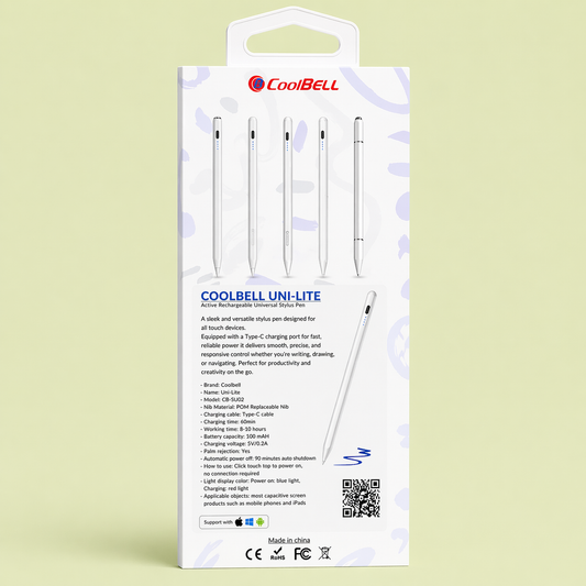 CoolBell UNI-LITE Stylus Pen – Basic Touch Pen (Android / iPad / Windows) – 1 Year Warranty | Certified by Technology Zone