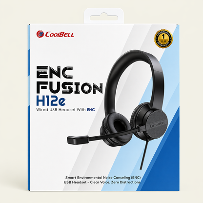 CoolBell H12e Headphone – Noise Cancelling Mic | Gaming & Calls – Certified | Checked by Technology Zone