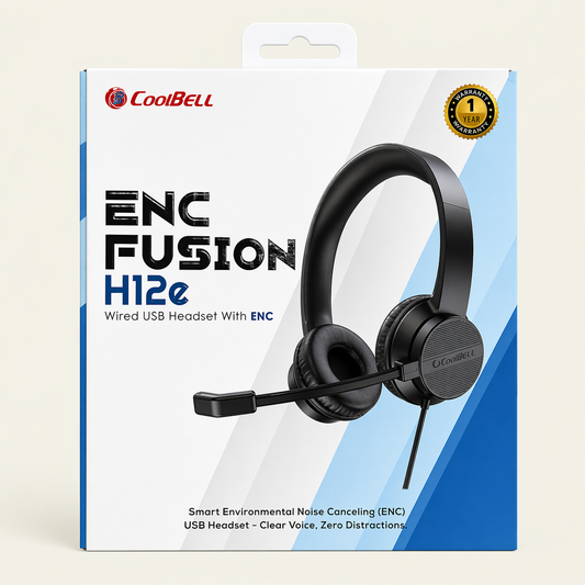 CoolBell H12e Headphone – Noise Cancelling Mic | Gaming & Calls – Certified | Checked by Technology Zone