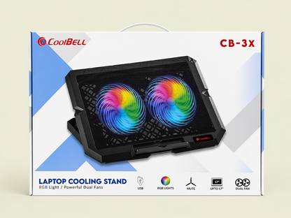 CoolBell CB-3X RGB Laptop Cooling Pad – High Speed Cooling | Certified by Technology Zone
