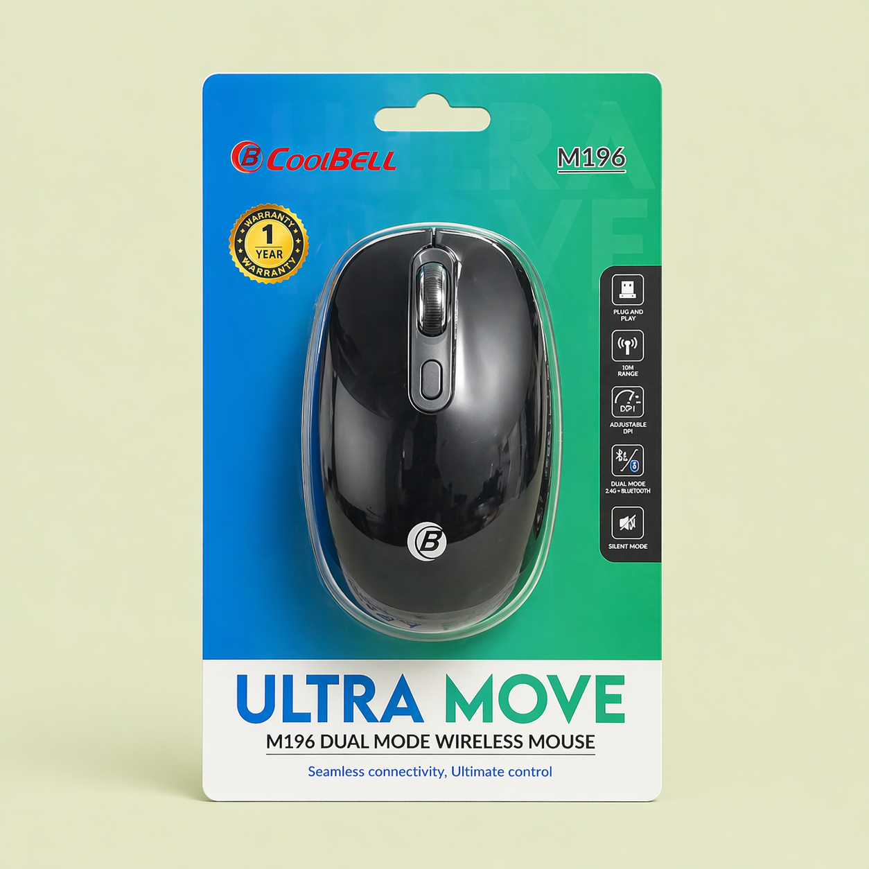 CoolBell Ultra Move M196 Dual Mode Mouse – Bluetooth + USB Dongle – 1 Year Warranty | Certified by Technology Zone