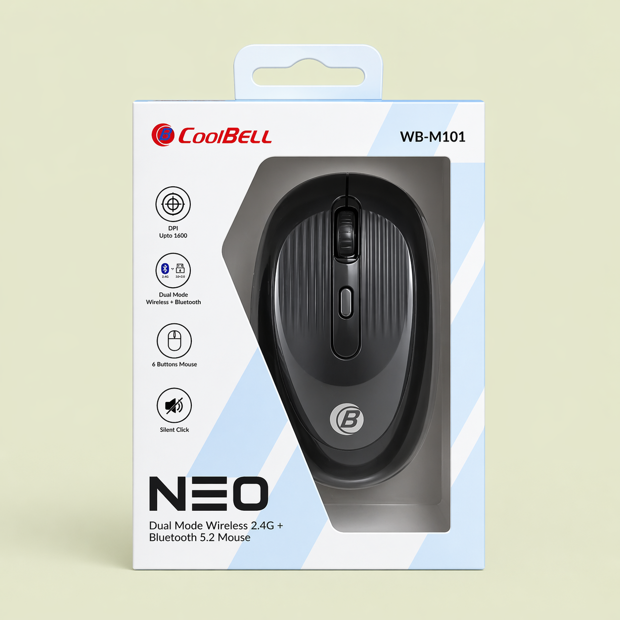 CoolBell WB-M101 Neo Rechargeable Mouse – Dual Mode (Bluetooth + USB) – Silent Click – 1 Year Warranty | Certified by Technology Zone